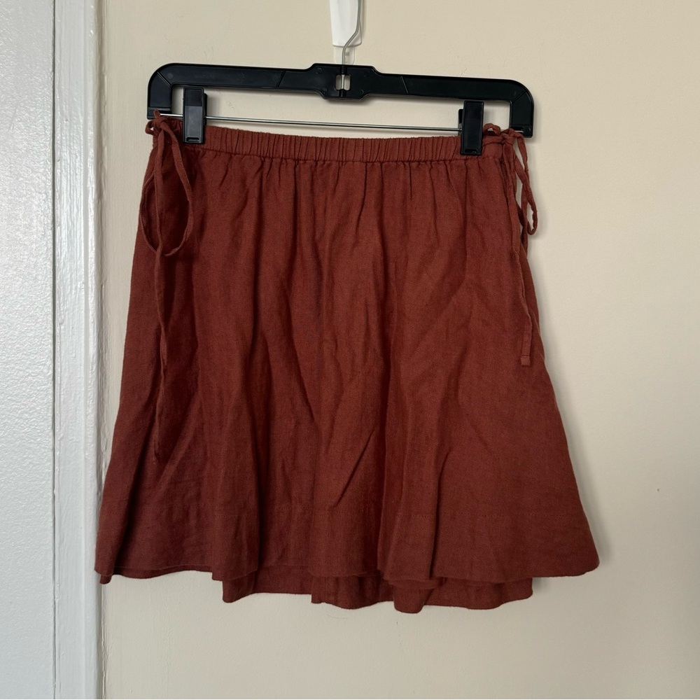 Abercrombie & Fitch Brown Linen Skirt with Tie Waist